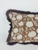 Brown block print pillow, chocolate brown floral pillow, bro | Pillows by Velvet Fringe
