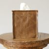 Light Brown Leather Single Tissue Box Cover | Decorative Box in Decorative Objects by Vantage Design