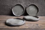 Set of 4 cake plates - (set nr7) STC organic natural shape | Dinnerware by Laima Ceramics. Item made of stoneware works with minimalism style