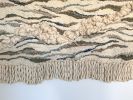 Large wall hanging in neutral with green and blue accents | Tapestry in Wall Hangings by Rebecca Whitaker Art. Item composed of cotton and fiber in boho or contemporary style