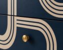 Handmade Art Deco Bone Inlay Nightstand Chic Bedside Table, Brass Knobs, Walnut Legs | Storage by IKKAZA