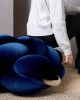 (L) Midnight Blue Velvet Knot Floor Cushion | Pouf in Pillows by Knots Studio. Item made of wood & fabric