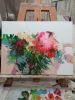 Bridal flowers bouquet painting original, Custom wedding | Oil And Acrylic Painting in Paintings by Natart. Item made of canvas with synthetic