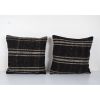 Set Vintage Mid Century Goat Hair Brown Kilim Pillow With Tr | Cushion in Pillows by Vintage Pillows Store