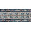 Organic Wool Turkish Kilim Runner Rug with Pink and Blue | Rugs by Vintage Pillows Store. Item composed of wool and fiber