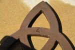 Celtic Trinity Knot Blue Glaze Linear Texture | Wall Sculpture in Wall Hangings by Studio Strietnberger / Knottery Pottery - Kathleen Streitenberger. Item composed of ceramic