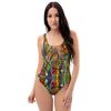 One Piece Swimsuit - Organic Life - Abstract Geometric Art | Work by Eman's Gallery