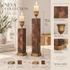 Handmade Mahogany Veneer Candle Holders, Geometric Marquetry, Modern Scandinavian Decor (Pair),Housewarming Gift | Decorative Objects by Vesta Corte