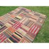 Multi Color Woven Wool Turkish Patchwork Kilim Rug for Dinin | Area Rug in Rugs by Vintage Pillows Store. Item composed of cotton & fiber