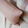 Coral & Cream Diamond Wool with Welt Lumbar Pillow 16x24 | Pillows by Vantage Design