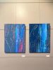 Navy Blue Jean Action Painting for Wall Art | Mixed Media by NAMYOONSOOART. Item composed of fabric in contemporary or modern style