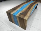 60" x 26" Waterfall Epoxy Resin Coffee Table | Dining River | Dining Table in Tables by LuxuryEpoxyFurniture. Item made of wood with synthetic