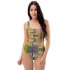 One Piece Swimsuit - The Hearth Quilt - Folk Patchwork Art | Work by Eman's Gallery
