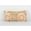 Faded Brown Vintage Suzani Lumbar Pillow Fashioned from a Mi | Cushion in Pillows by Vintage Pillows Store