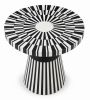 Black and White Bone Inlay Round Side Table, Striped Boho Accent Furniture | Tables by IKKAZA