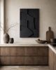 Textured Plaster Wall Art - Modern Geometric Sculpture - Black Abstract Relief - Housewarming Gift | Wall Sculpture in Wall Hangings by Vaiva Art Atelier