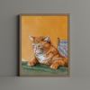 Orange Tabby Cat Dinner Table Art Print, Funny Kitchen Wall Art | Prints in Paintings by The Ugly Cat Studio