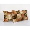 Set of Two Silk Ikat Velvet Pillow, Matching Red Uzbek Ikat | Cushion in Pillows by Vintage Pillows Store
