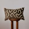 Brown Geometric Abstract Maze Lumbar Pillow 14x21 | Pillows by Vantage Design