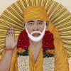 Sri Sai Baba of Shirdi, Om Sai Ram. Handmade Embroidered Bej | Embroidery in Wall Hangings by MagicSimSim
