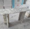 Calacatta Marble Console Table: Green & Monet Stone (12x42x30) | Buffet Table in Tables by AEGEAN MARBLE ARTISAN ATELIER