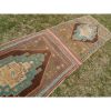 Vintage Short Narrow Oushak Rug Runner, Kitchen Bedside | Area Rug in Rugs by Vintage Pillows Store. Item made of wool & fiber