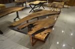 Olive Epoxy Dining Table - Handmade Wooden Table | Tables by Tinella Collection. Item made of walnut works with contemporary & country & farmhouse style