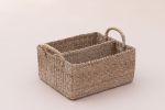 Abaca Handwoven Twin Caddy Organizer | Storage Basket in Storage by NEEPA HUT. Item composed of fiber