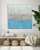 Gray and blue gold leaf painting textured impasto painting | Oil And Acrylic Painting in Paintings by Berez Art. Item composed of canvas compatible with coastal style
