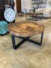 Spalted Sycamore Cookie Industrial Coffee Table - In Stock | Tables by Hazel Oak Farms. Item made of wood & metal