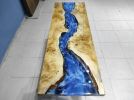 Custom Order Poplar Wood Sea Ocean İce Design Blue Epoxy | Dining Table in Tables by LuxuryEpoxyFurniture. Item composed of wood and synthetic
