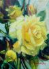 Yellow flowers rose painting on canvas, Original flower rose | Oil And Acrylic Painting in Paintings by Natart. Item made of canvas & synthetic compatible with contemporary style