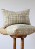 Blue, Gold & Cream Plaid Linen Pillow 22x22 | Pillows by Vantage Design
