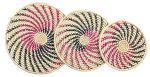 Pink Black Woven Raffia Trivets Set of 3 | Placemat in Tableware by Reflektion Design