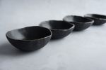 SMALL BLACK and GOLD single or set of 2  bowl with leaf patt | Dinnerware by Laima Ceramics. Item composed of stoneware in minimalism or rustic style