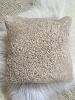 18” x 18” Tan Shearling Sheepskin Pillow | Cushion in Pillows by East Perry. Item made of fiber