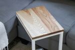 Solid Ash Wood & White Metal C Table with Walnut Stain | Side Table in Tables by Hazel Oak Farms. Item made of wood with metal