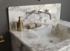 Calacatta Monet Marble Sink with Backsplash | Custom design | Water Fixtures by AYMARBLEDESIGN LLC