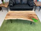 Sycamore Live Edge Coffee Table with Steel Hairpin Legs | Tables by Carlberg Design. Item made of wood with steel works with minimalism & country & farmhouse style