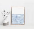 Simple Blue Line Drawing, Ocean Art Print | Prints by Carissa Tanton. Item composed of paper
