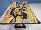 Olive Clear Epoxy Resin Dining Table - Live Edge Resin Table | Tables by LuxuryEpoxyFurniture. Item made of wood with synthetic