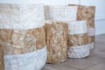 Natural Madagascar Silk Basket - Striped | Storage Basket in Storage by Tanana Madagascar. Item composed of fabric