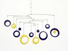 Hanging Mobile in Purple Yellow For Any Room | Wall Hangings by Skysetter Designs. Item made of metal works with modern style