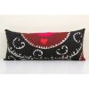 16" x 38" Long Lumbar King Bed Vintage Black Cotton Suzani | Sham in Linens & Bedding by Vintage Pillows Store. Item made of cotton