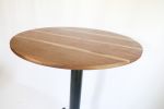 Modern Round Walnut Pub Table | Cocktail Table in Tables by Hazel Oak Farms. Item made of walnut with steel