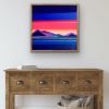 Original 30x30 Geometric Mountain Landscape | Chasing Daylight by Shilo Ratner | Oil And Acrylic Painting in Paintings by Shilo Ratner