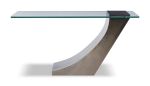 Clasp Console table antique brushed bronze finish | Tables by Greg Sheres. Item made of metal & glass