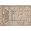 Vintage Handmade Medallion Floral Area Rug Oushak Beige | Rugs by Vintage Pillows Store. Item composed of cotton and fiber