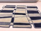 Handtufted Irregular Shape Rug, Navy Blue Beige Geometric Carpet, Modern Abstract Area Rug | Rugs by Krafcreation. Item composed of cotton compatible with boho and contemporary style