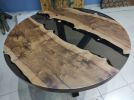 River Smoke Epoxy Resin Round Coffee Table | Dining Epoxy | Dining Table in Tables by LuxuryEpoxyFurniture. Item made of wood with synthetic